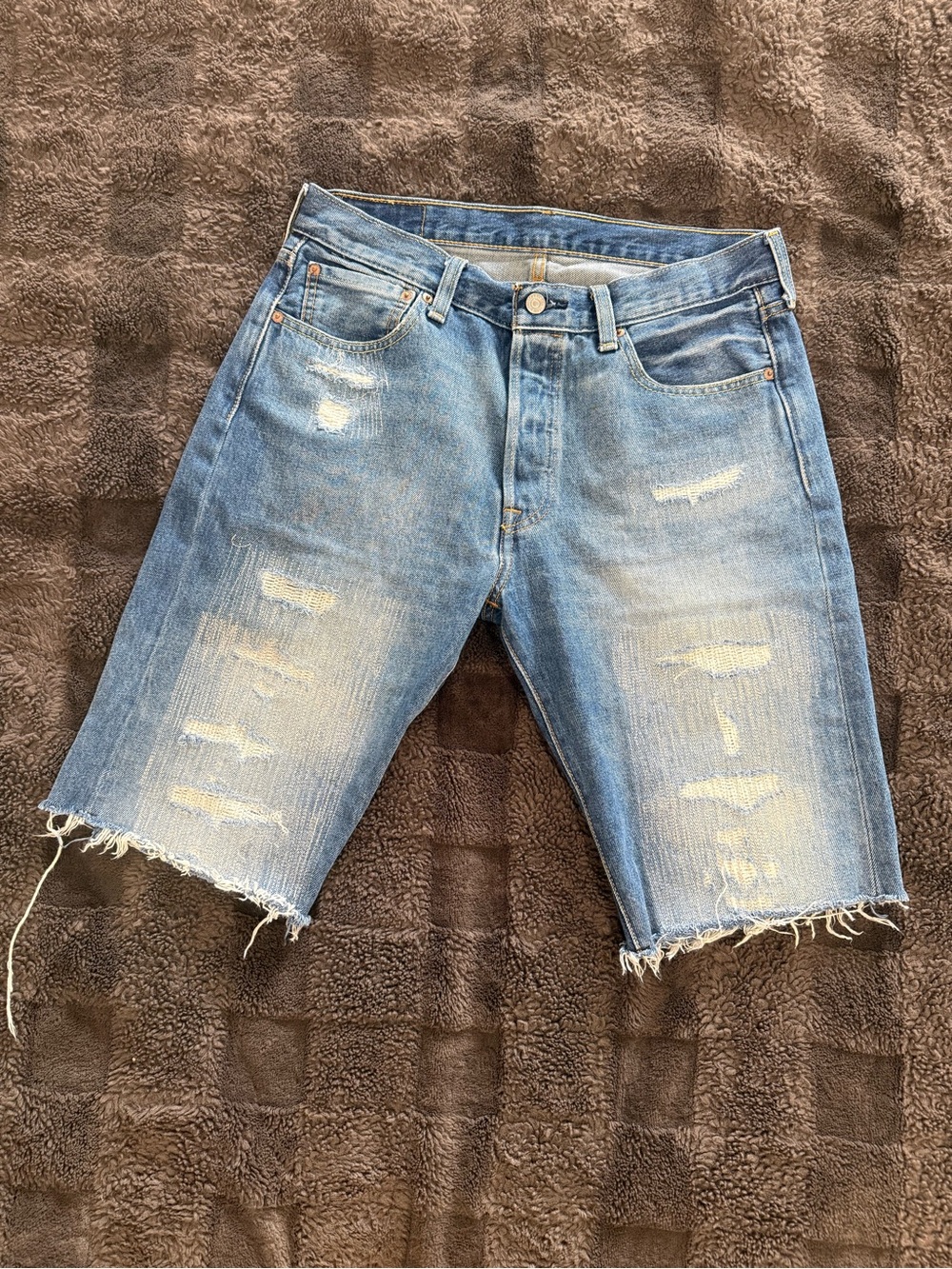 Levi's Light Blue Distressed Denim Shorts